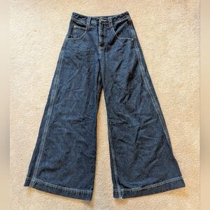 Y2K ALAB 32" Digital Rave Skater Wide Leg Blue Denim Jeans